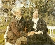 Julius Paulsen laurits tuxen og hustru frederikke i haven ved villa dagminne i skagen oil on canvas